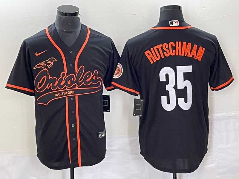Men%27s Baltimore Orioles #35 Adley Rutschman Black Cool Base Stitched Baseball Jersey->chicago cubs->MLB Jersey